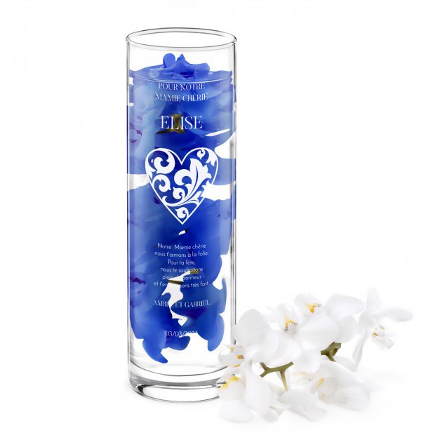 Vase en verre avec gravure pour mamie
