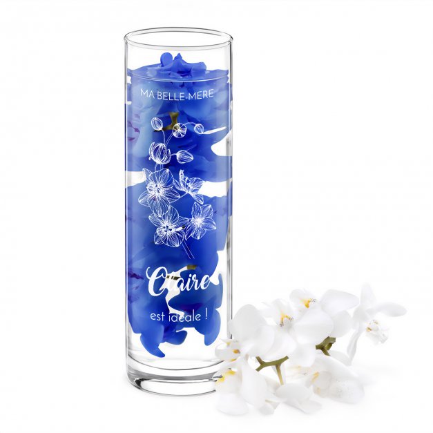 Vase en verre avec gravure pour l'anniversaire d'une belle-mère
