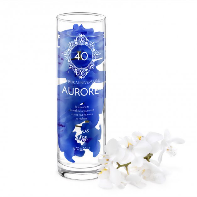 Vase en verre personnalisé pour une femme pour son 40e anniversaire