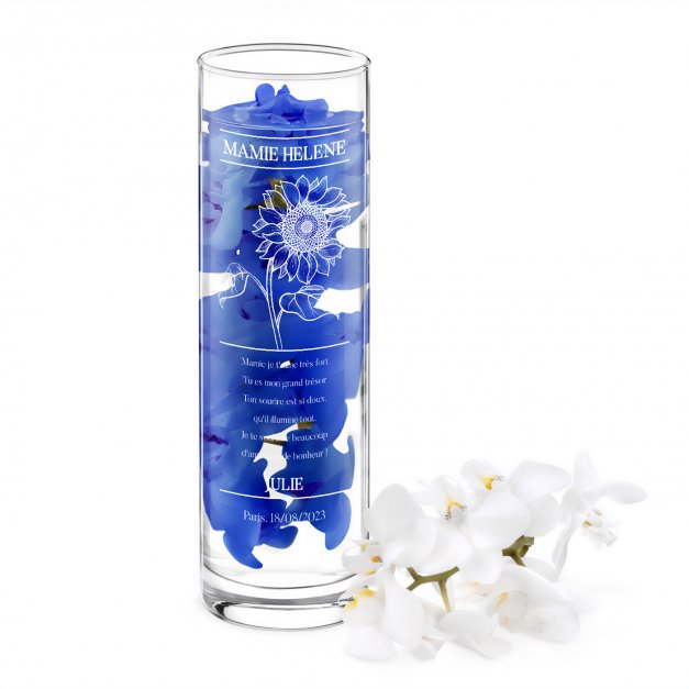 Vase en verre avec gravure pour mamie pour son anniversaire