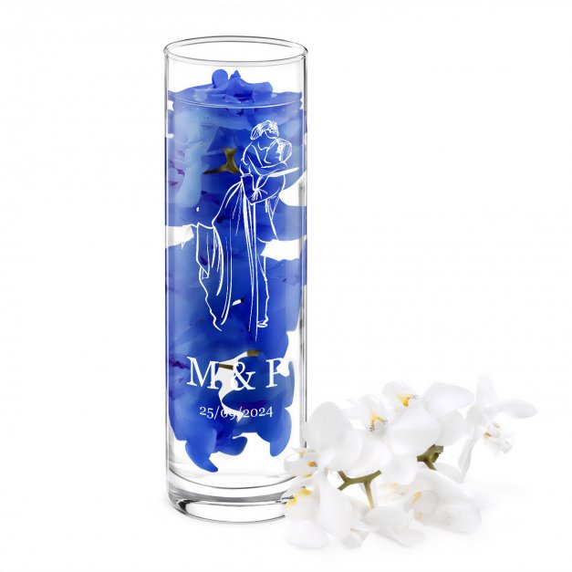 Vase en verre avec gravure pour le marié et pour la mariée