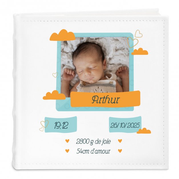 Album photo avec personnalisation avec impression et votre photo pour la naissance d'un petit-fils