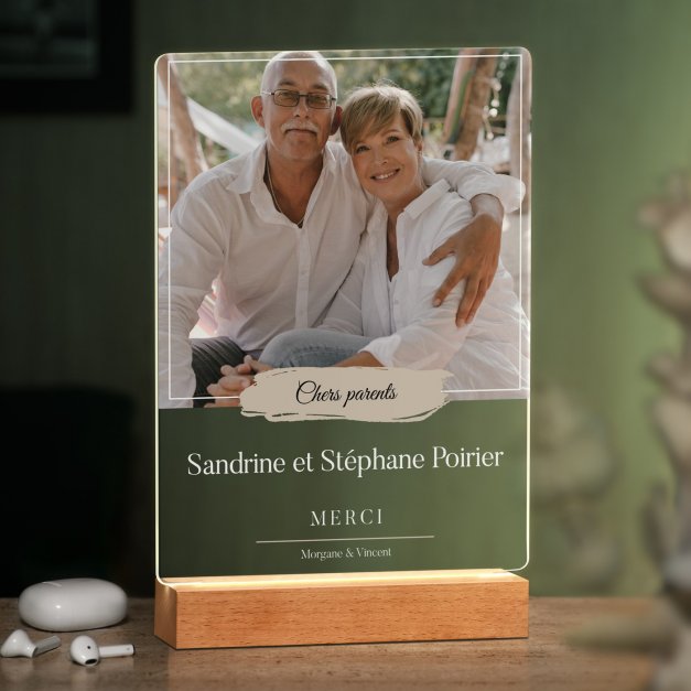Lampe LED personnalisée de taille XL avec photo pour parents remerciement mariage