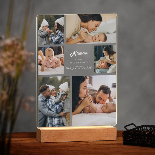 Lampe LED personnalisée de taille XL avec photo pour maman pour la fête des mères 