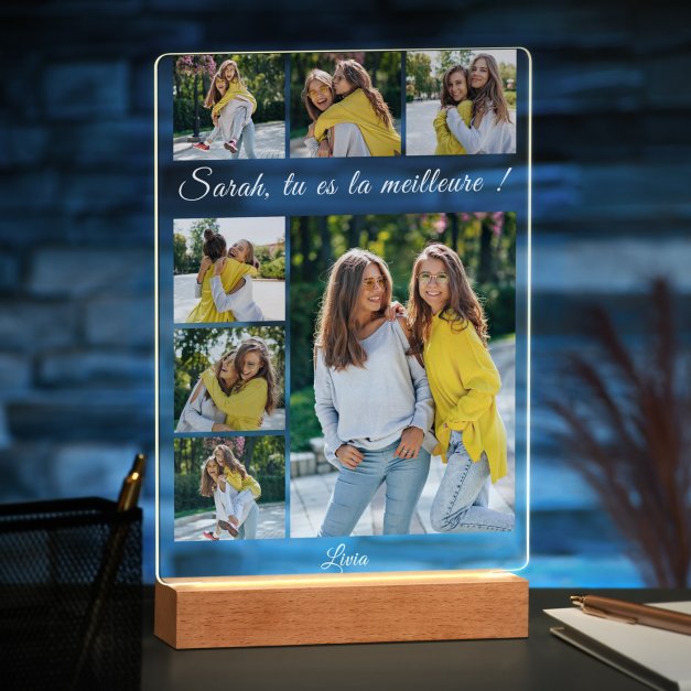 Lampe LED personnalisée de taille XL avec photo pour une meilleure amie