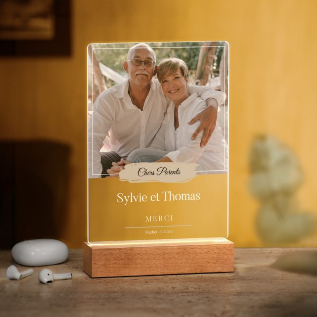 Lampe LED personnalisée de taille L avec photo pour parents remerciement mariage