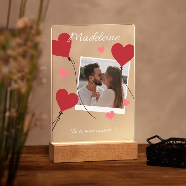 Lampe LED personnalisée de taille L avec photo pour épouse pour la Saint-Valentin