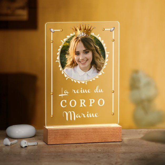 Lampe LED personnalisée de taille L avec photo pour une collègue