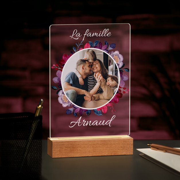 Lampe LED personnalisée de taille L avec photos de famille