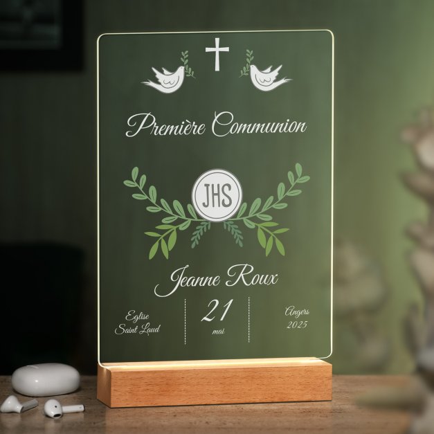 Lampe LED personnalisée de taille XL première communion fille