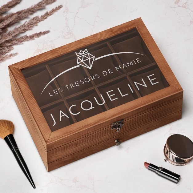 Coffret à montres et bijoux personnalisé pour la fête des grands-mères