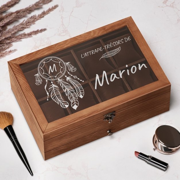 Coffret à montres et bijoux avec gravure pour une copine pour la Saint-Valentin