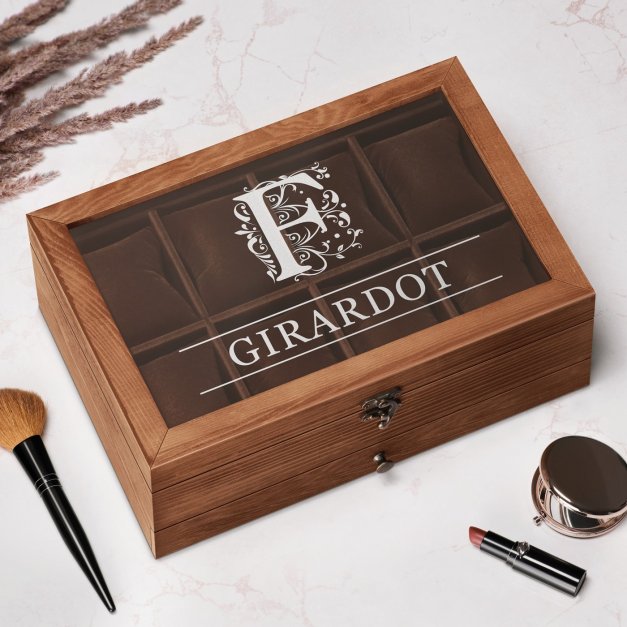 Coffret à montres et bijoux avec gravure pour l'anniversaire d'un proche