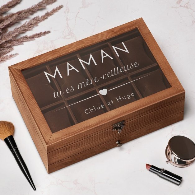Coffret à montres et bijoux personnalisé pour la fête des mères