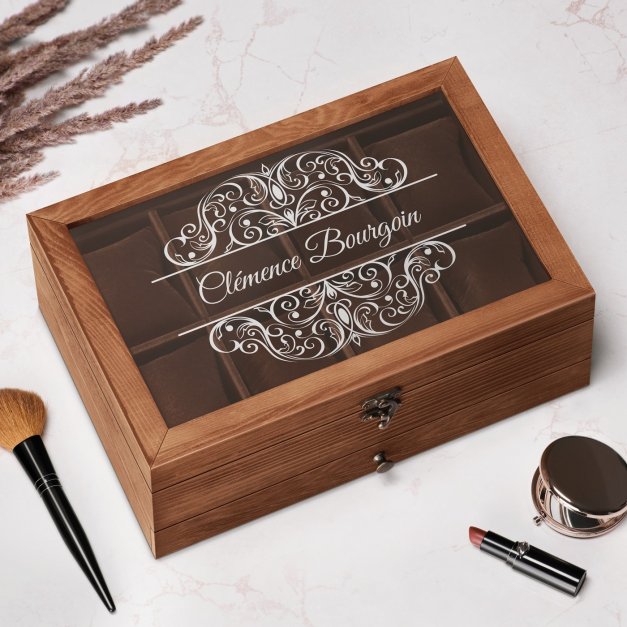Coffret à montres et bijoux avec gravure pour l'anniversaire de maman