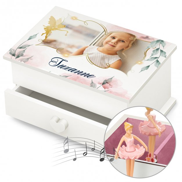 Boîte à musique pour bijoux avec votre photo imprimée pour l'anniversaire d'une filleule