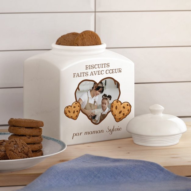 Pot à biscuits en céramique personnalisé pour maman avec votre photo