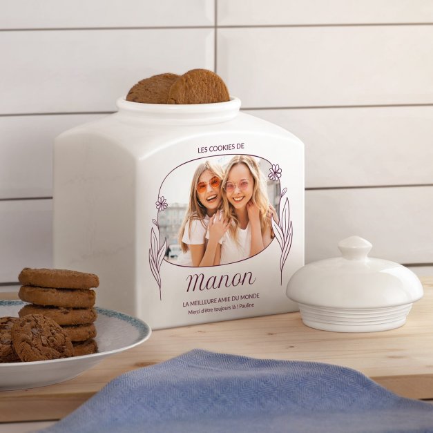 Pot à biscuits en céramique personnalisé pour la meilleure amie avec votre photo