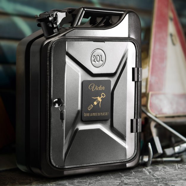 Jerrycan Minibar avec gravure pour passionné de vin