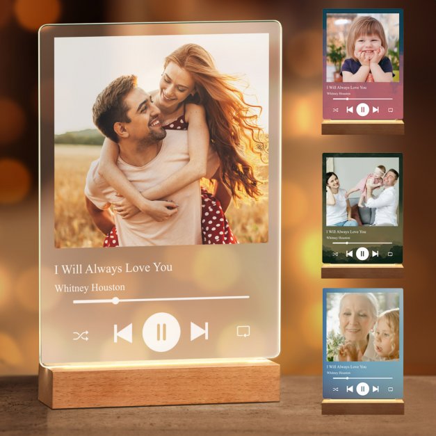 Lampe LED personnalisée de taille XL avec photo pour couple motif Spotify
