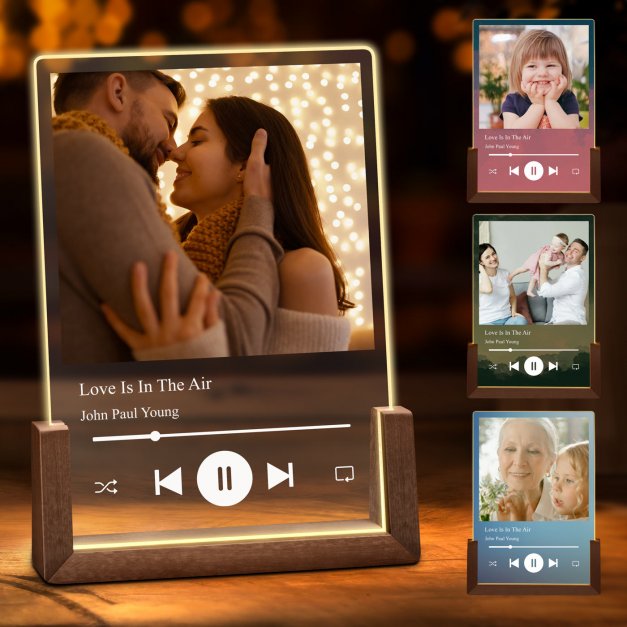 Lampe LED L personnalisée avec photo pour un couple motif musical