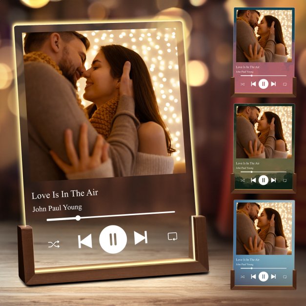 Lampe LED XL personnalisée avec photo pour un couple motif musical