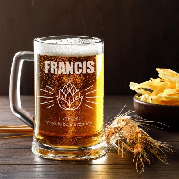 Chope en verre à bière avec gravure pour beau-frère pour son anniversaire