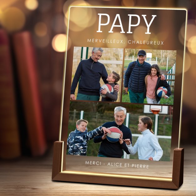 Lampe LED XL personnalisée avec photo pour papy
