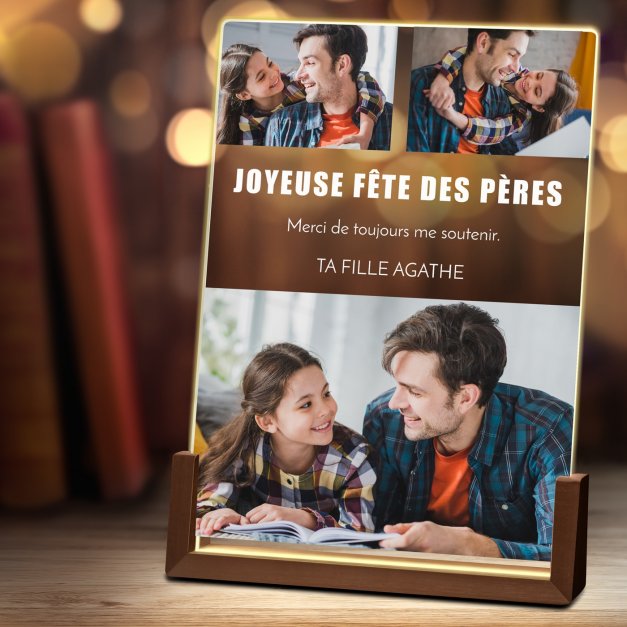 Lampe LED XL personnalisée avec photo pour papa pour la fête des pères