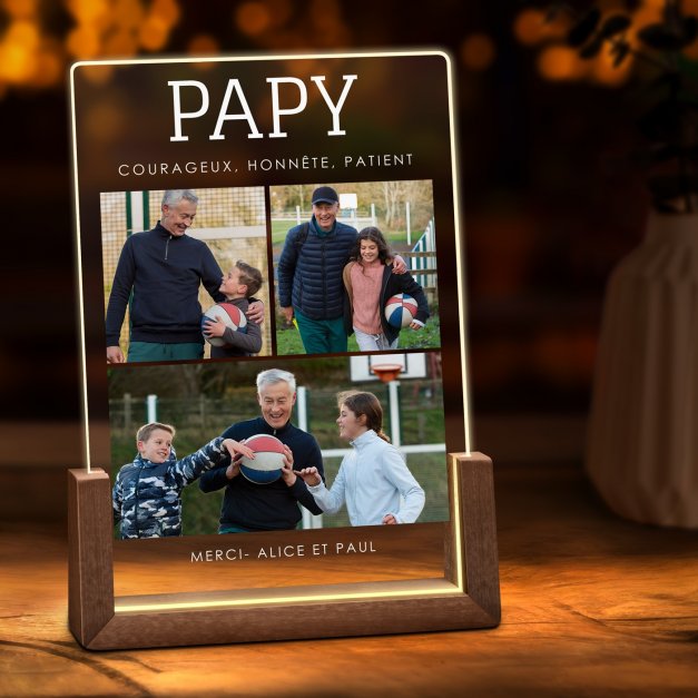 Lampe LED L personnalisée avec photo pour papy