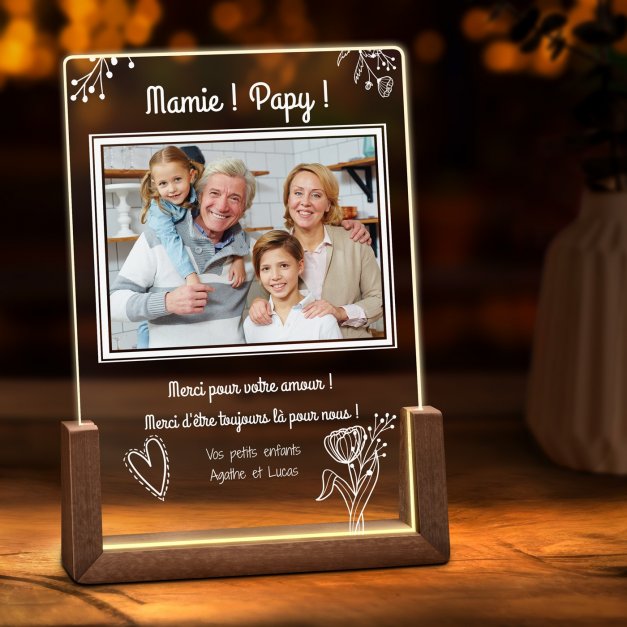Lampe LED L personnalisée avec photo pour mamie et papy