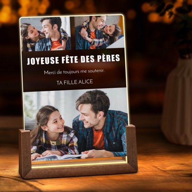Lampe LED L personnalisée avec photo pour papa pour la fête des pères