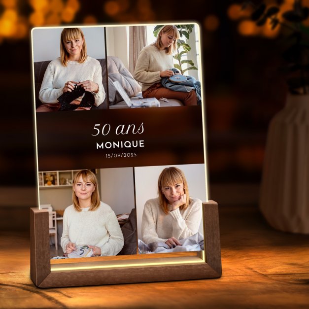Lampe LED L personnalisée avec photo pour femme pour ses 40 ans