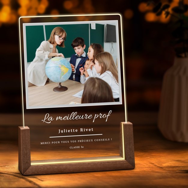 Lampe LED L personnalisée avec photo pour prof enseignant