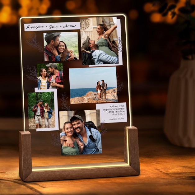 Lampe LED L personnalisée avec photo pour un couple amoureux