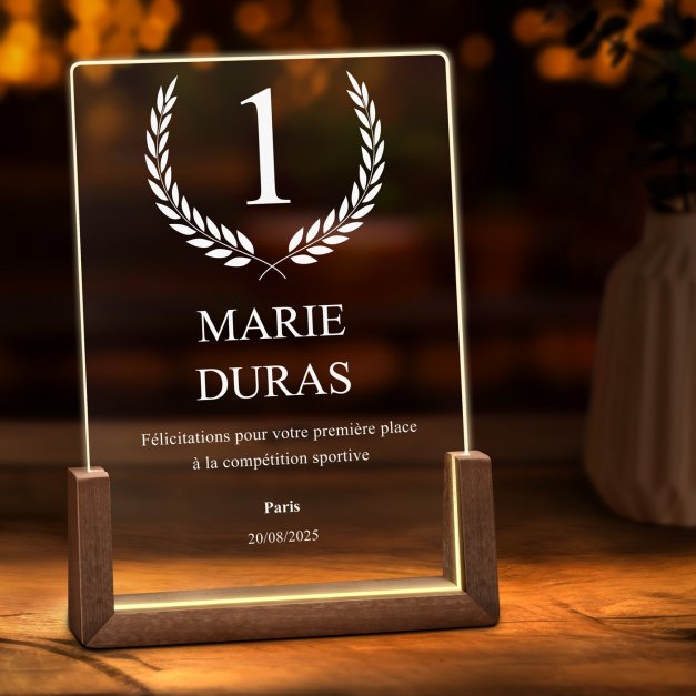 Lampe LED L personnalisée avec photo pour un champion