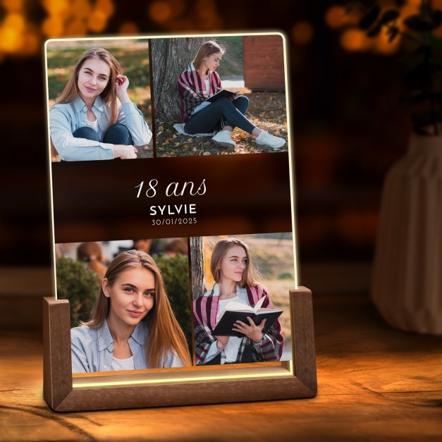 Lampe LED L personnalisée avec photo pour 18e anniversaire