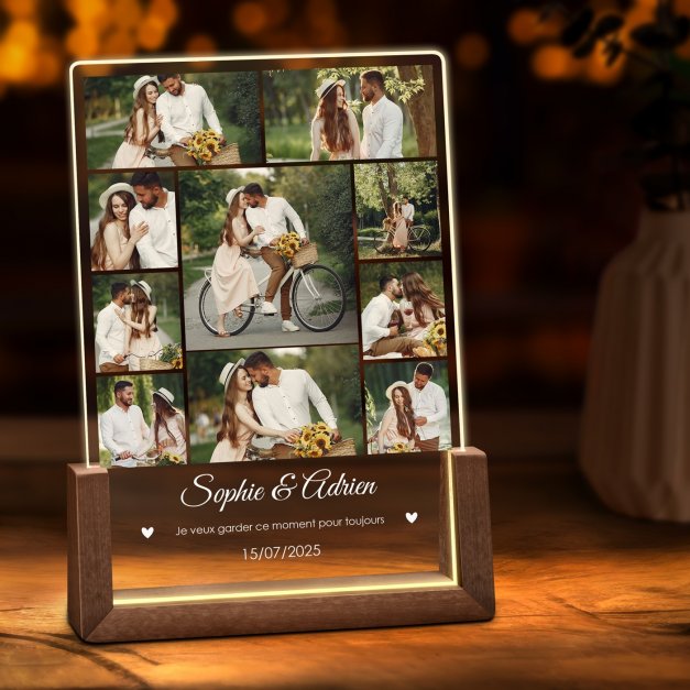 Lampe LED L personnalisée avec photo pour couple pour mariage