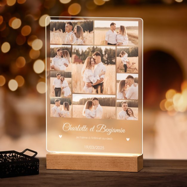 Lampe LED personnalisée de taille XL avec photo pour mariage