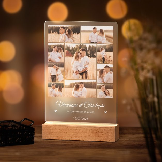 Lampe LED personnalisée de taille L avec photo pour mariage