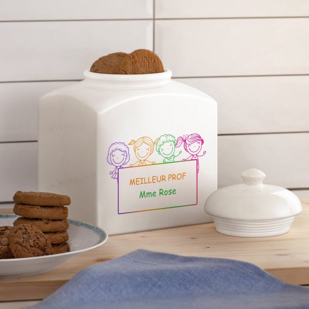 Pot à biscuits en céramique personnalisé pour une prof