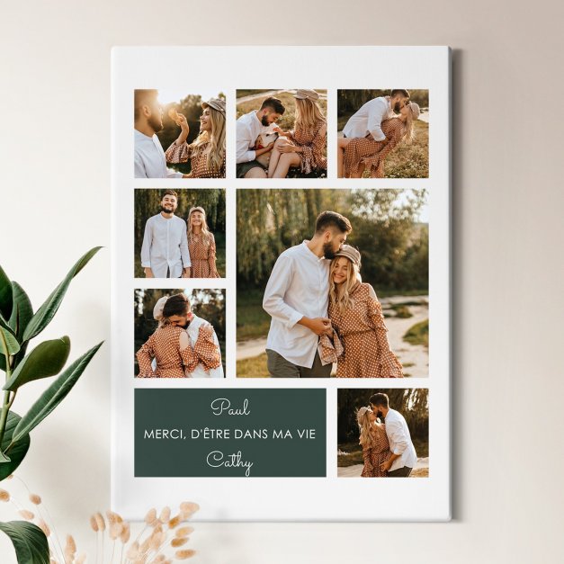 Collage photo sur toile personnalisée 50x70cm pour mari fiancé ami