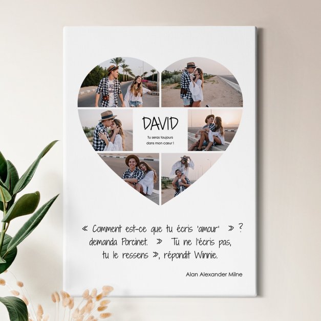 Collage photo sur toile personnalisée 50x70cm pour lui pour la Saint-Valentin