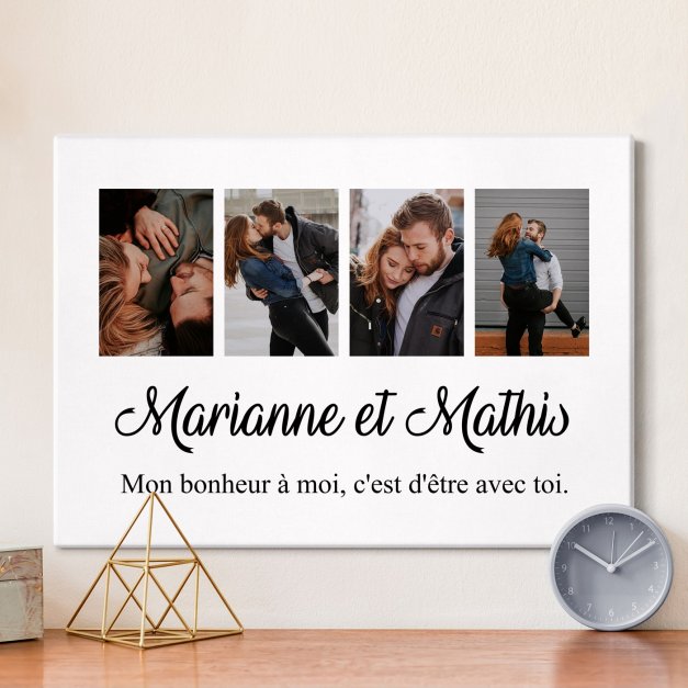 Collage photo sur toile personnalisée 50x70cm pour couple pour anniversaire de mariage
