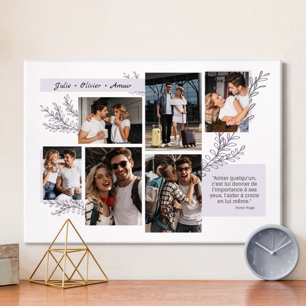 Collage photo sur toile personnalisée 50x70cm pour couple pour crémaillère 
