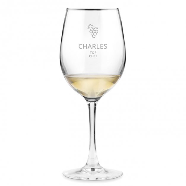 Verre à vin avec gravure pour l'anniversaire d'un top chef