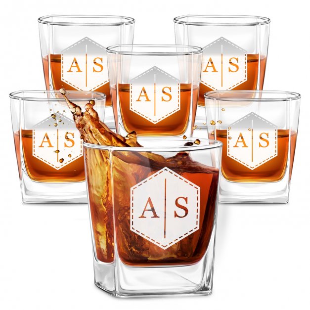 6 verres à whisky avec gravure pour mariage avec des initiales