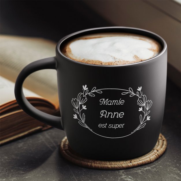 Tasse noire en céramique avec gravure pour elle meilleure grand-mère fête de grand-mère