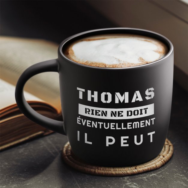Tasse noire en céramique avec gravure pour lui boss homme anniversaire