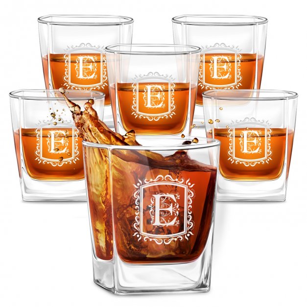 6 verres à whisky avec gravure pour anniversaire homme avec une initiale